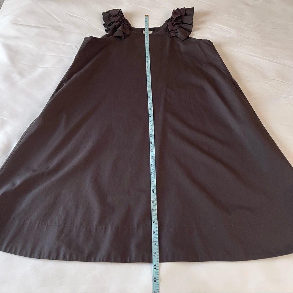 Les Copains Ruffle Brown A Line Dress Cotton 42 M - Picture 8 of 14